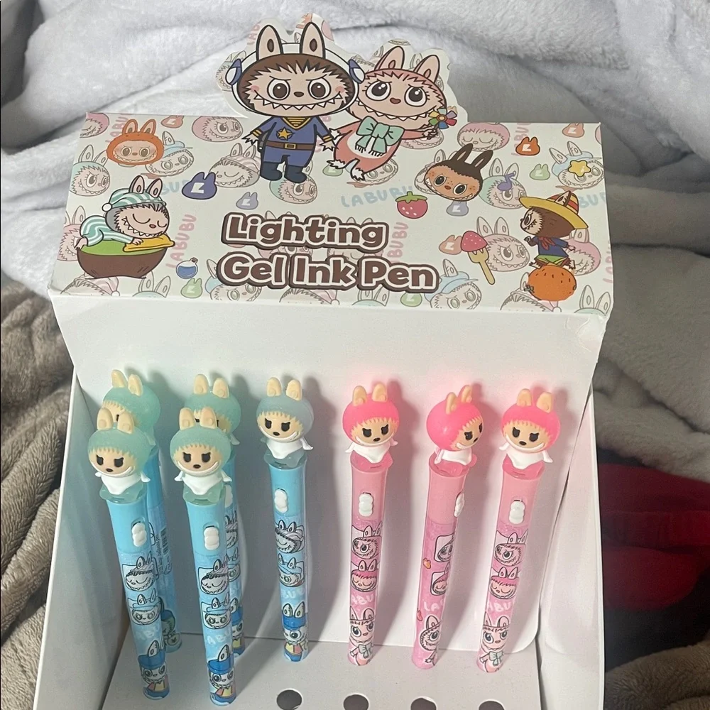 Cute Labubu monster Gel Ink Pens - Blue and Pink set of 8 new flaw